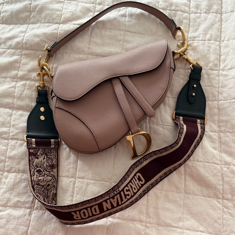 Dior Medium Leather Saddle Bag with strap